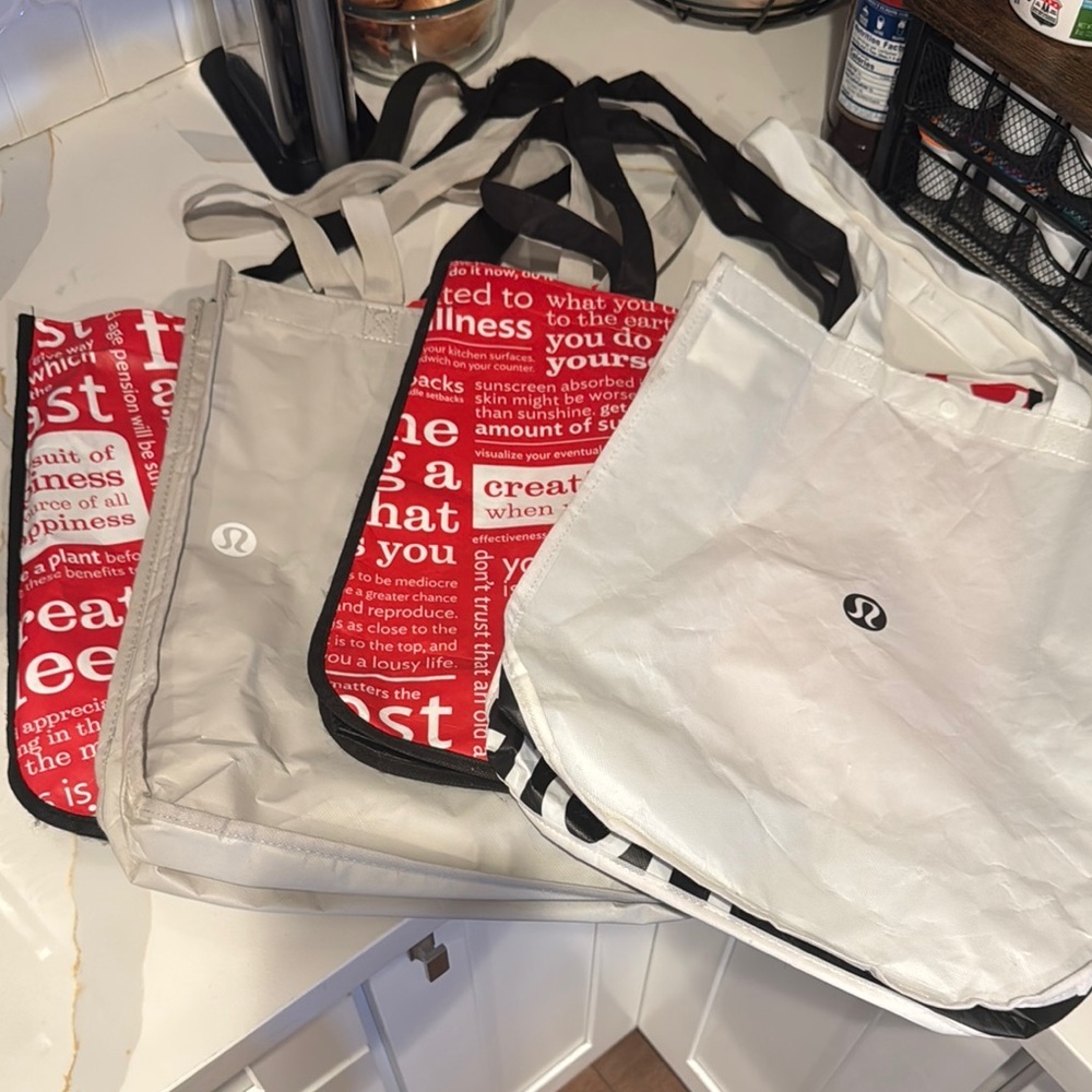 Four Lululemon Large Reusable Tote Bags